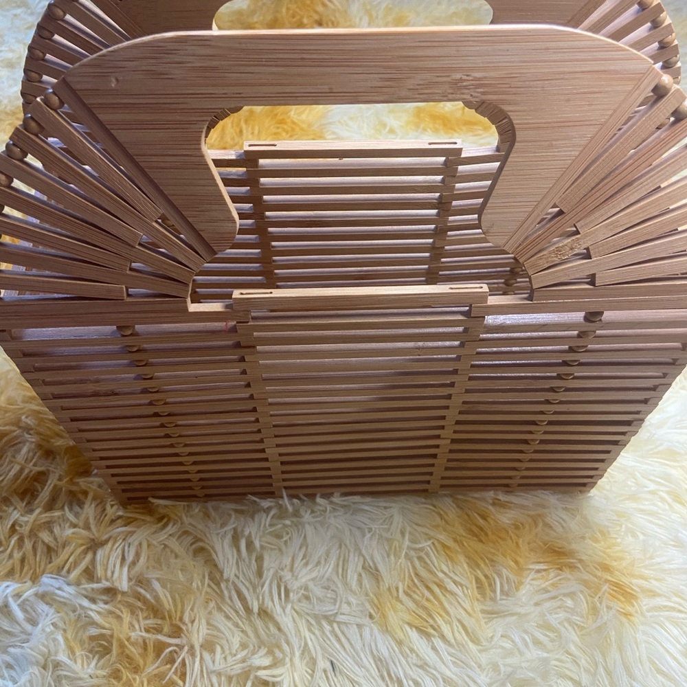 Vince Camuto Bayne Bamboo Purse Clutch Bag Double Handle